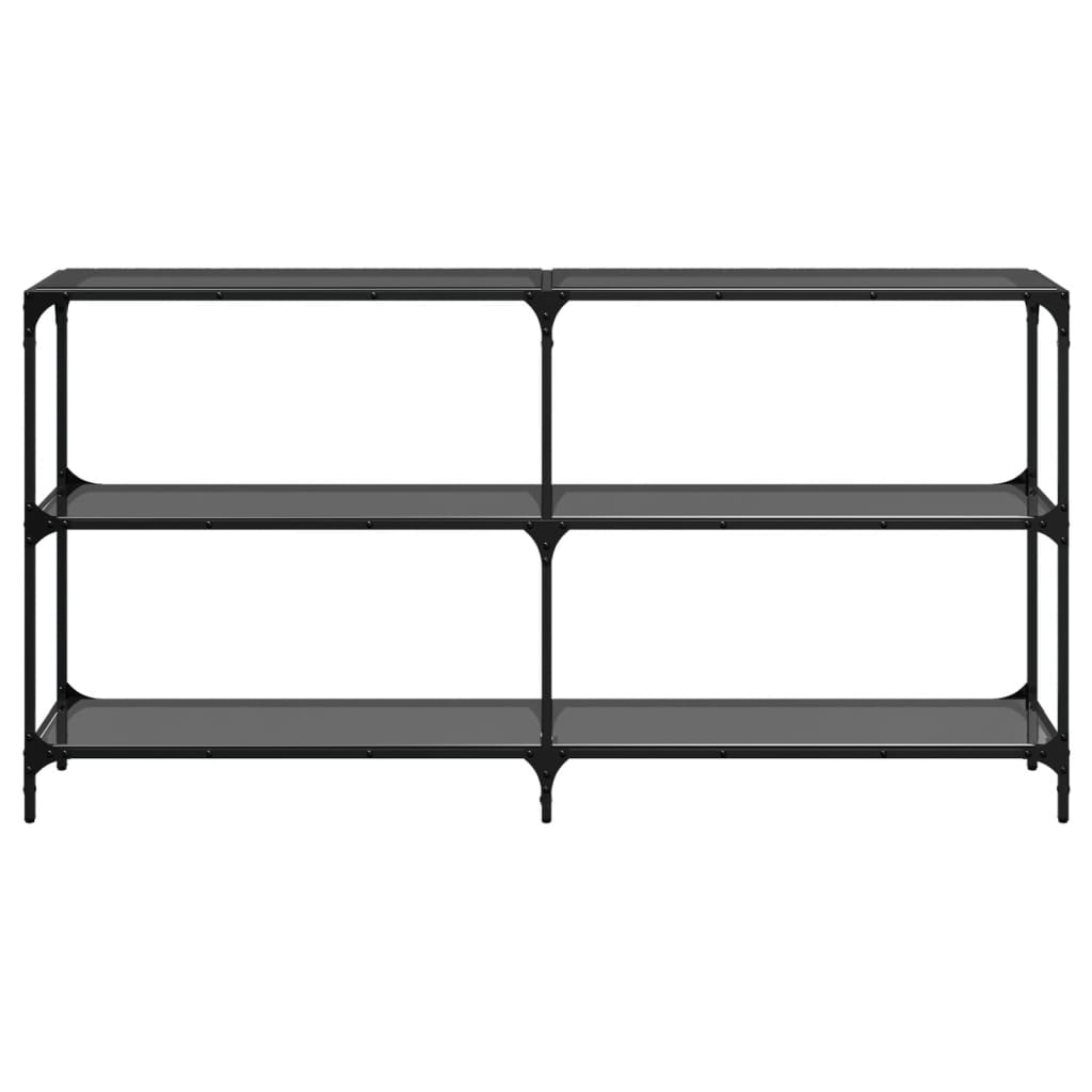 konsolbord med sort glastop 158,5x30x81 cm stål