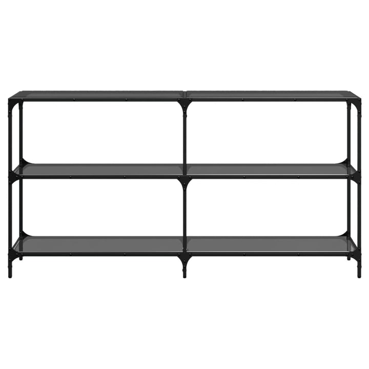 konsolbord med sort glastop 158,5x30x81 cm stål