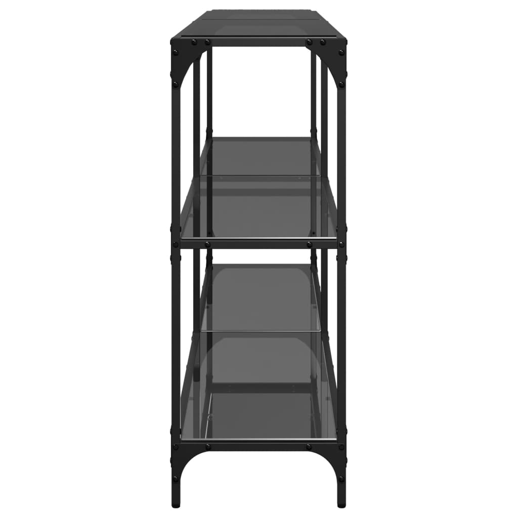 konsolbord med sort glastop 158,5x30x81 cm stål