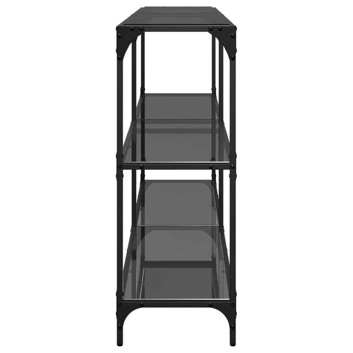 konsolbord med sort glastop 158,5x30x81 cm stål