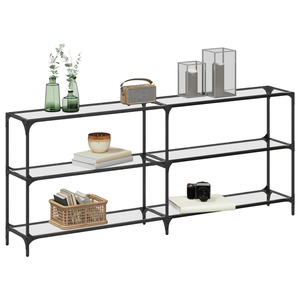 konsolbord med transparent glastop 194,5x30x81 cm stål