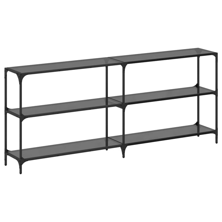 konsolbord med sort glastop 194,5x30x81 cm stål