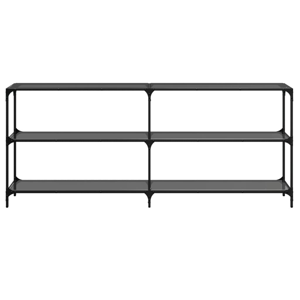 konsolbord med sort glastop 194,5x30x81 cm stål