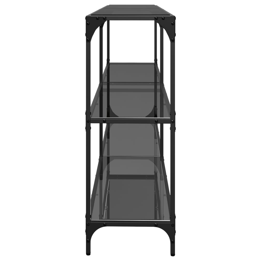 konsolbord med sort glastop 194,5x30x81 cm stål