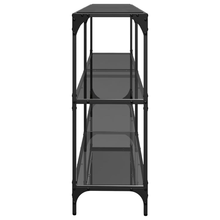 konsolbord med sort glastop 194,5x30x81 cm stål