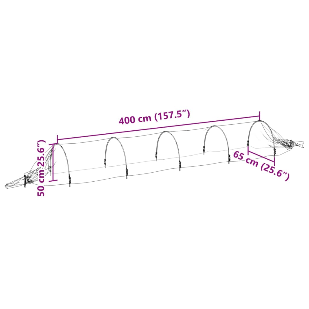 væksttunneller 3 stk. 1,5x5 m glasfiber og PP