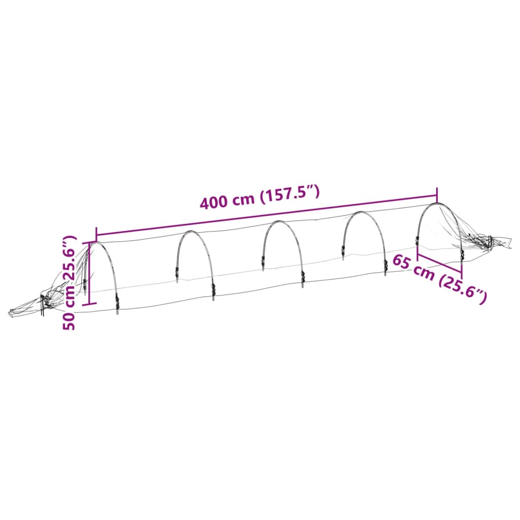 væksttunneller 4 stk. 1,5x5 m glasfiber og PP