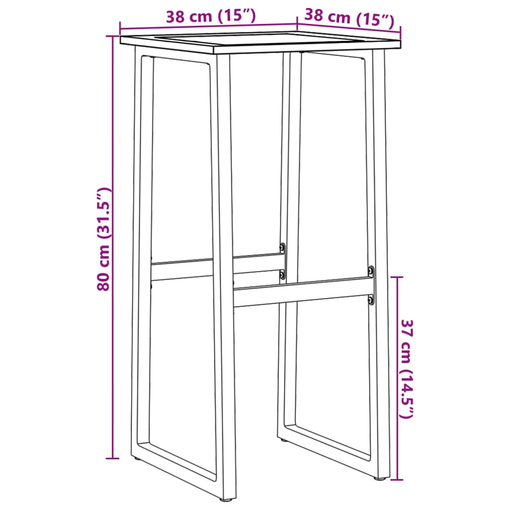barstole 2 stk. 38x38x80 cm pulverlakeret stål sort