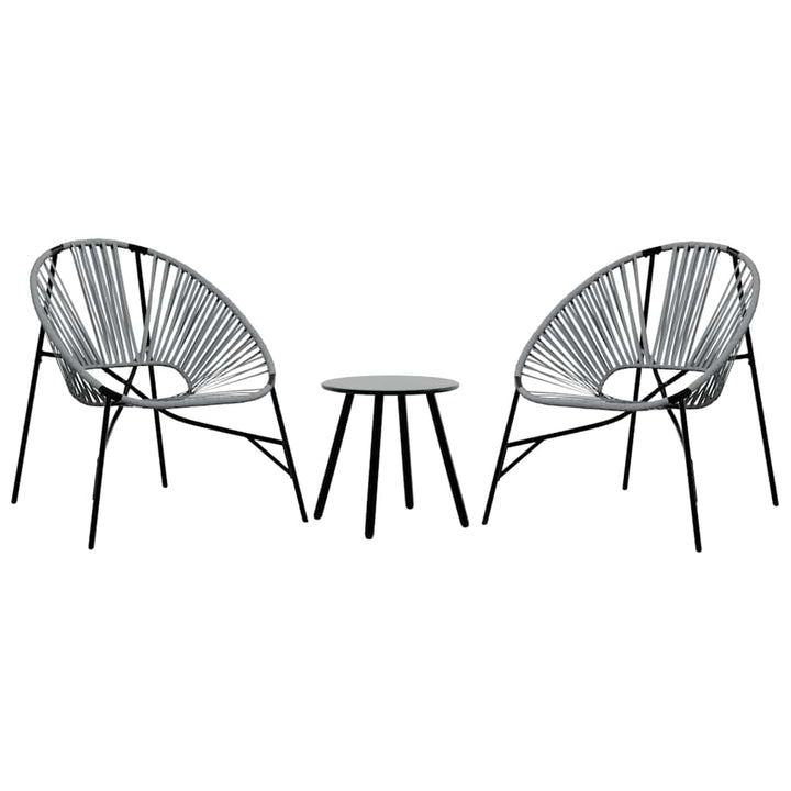 havestolssæt 3 stk. polyrattan sort og lysegrå