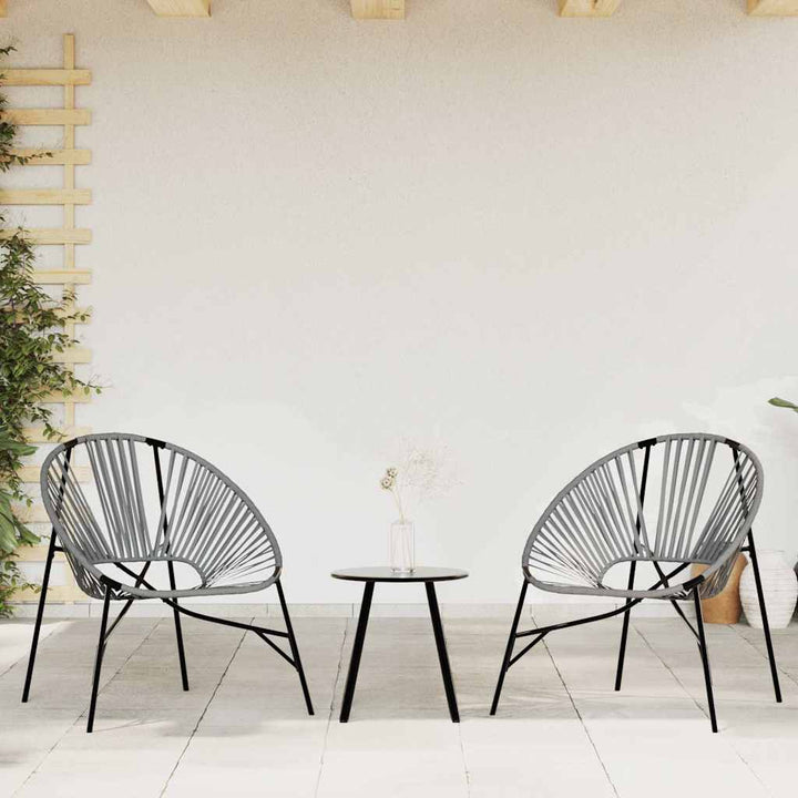 havestolssæt 3 stk. polyrattan sort og lysegrå