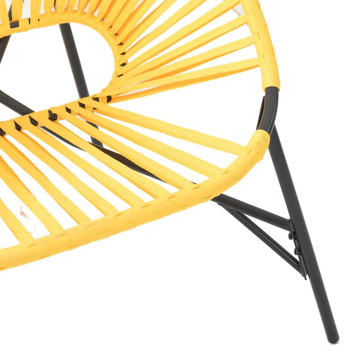 havestolssæt 3 stk. polyrattan sort og gul