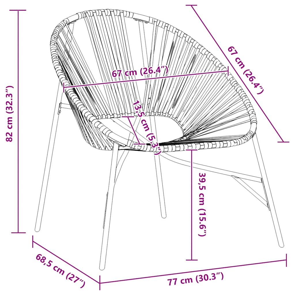 havestolssæt 3 stk. polyrattan sort og gul