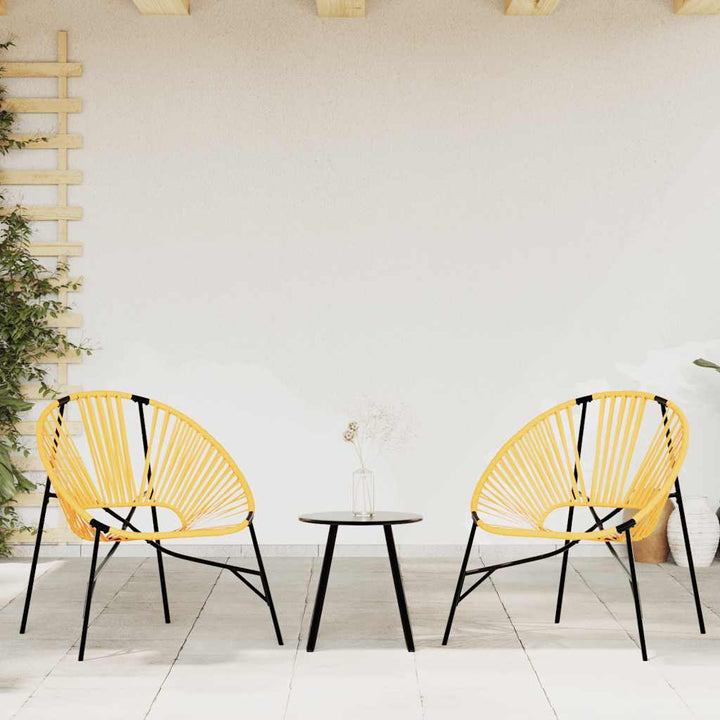 havestolssæt 3 stk. polyrattan sort og gul