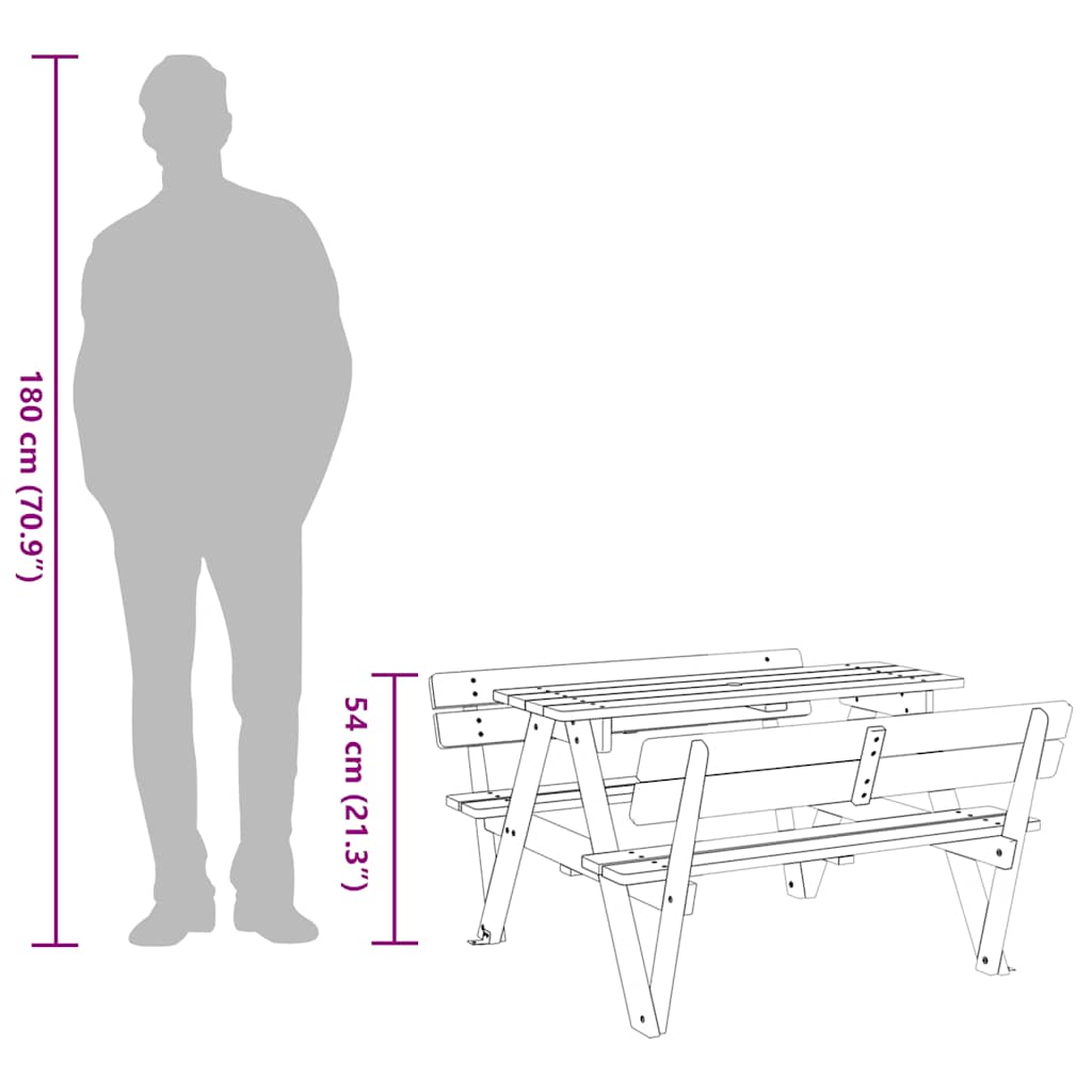 picnicbord til 4 børn m. parasolhul massivt grantræ