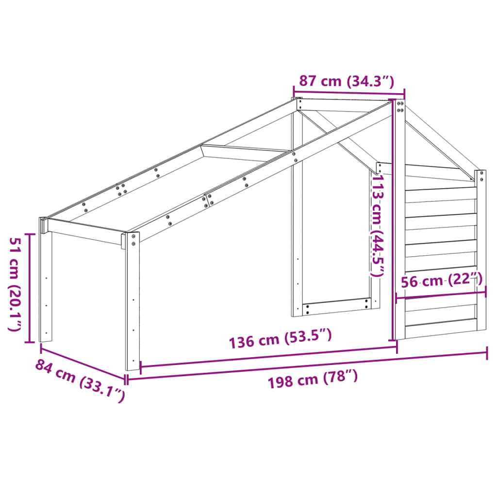 stel til husseng 198x87x113 cm massivt fyrretræ gyldenbrun