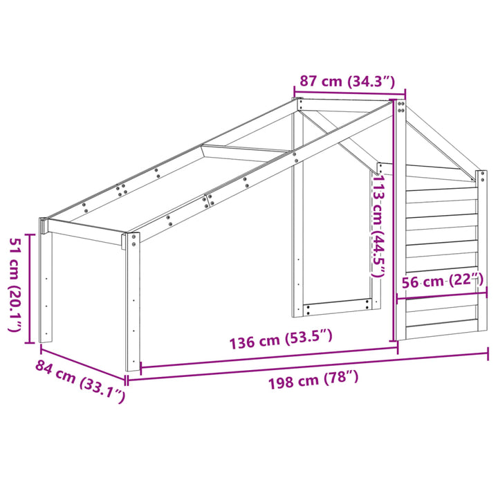 stel til husseng 198x87x113 cm massivt fyrretræ gyldenbrun