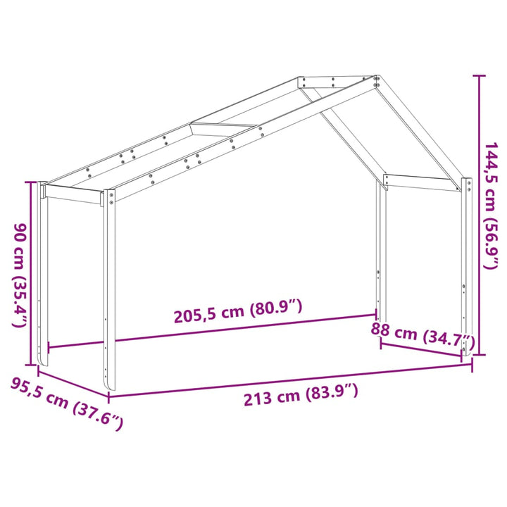 stel til husseng 213x95,5x144,5 cm massivt fyrretræ hvid