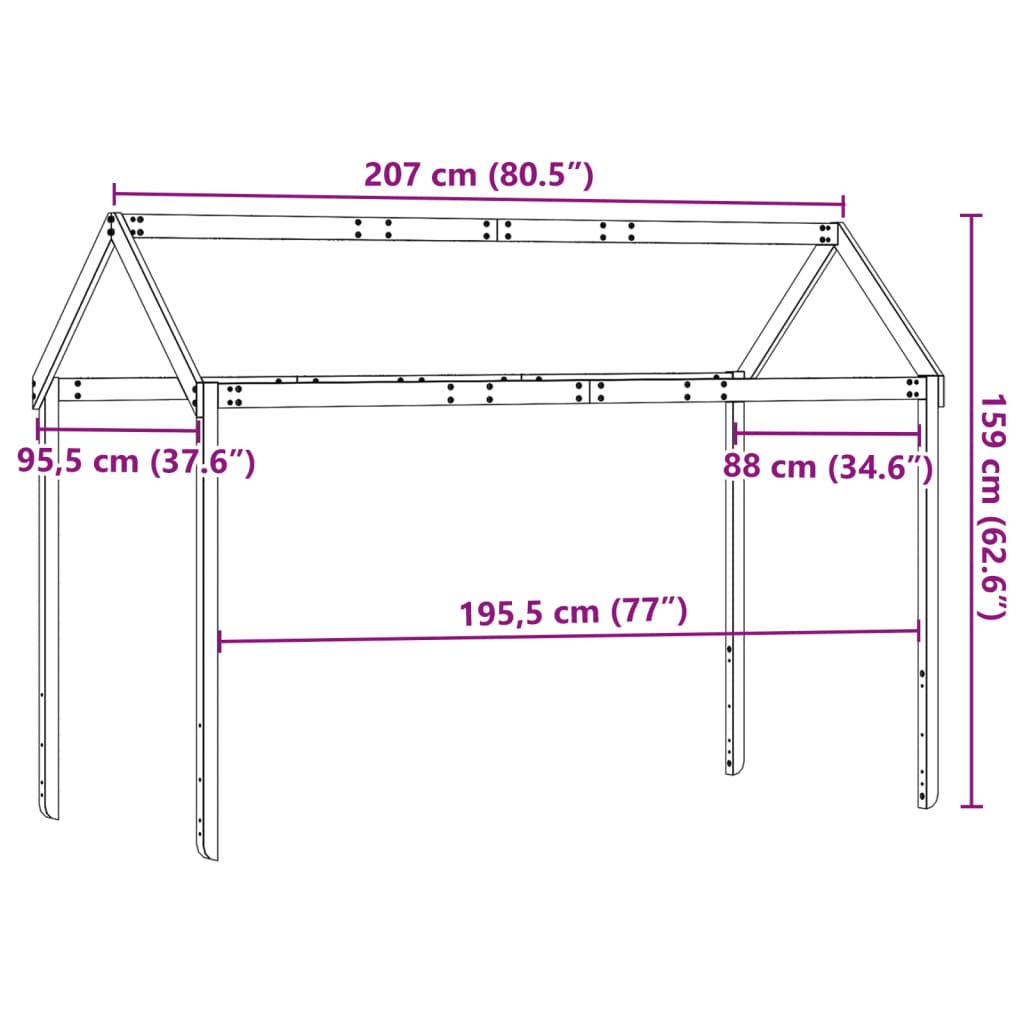 stel til husseng 207x95,5x159 cm massivt fyrretræ hvid