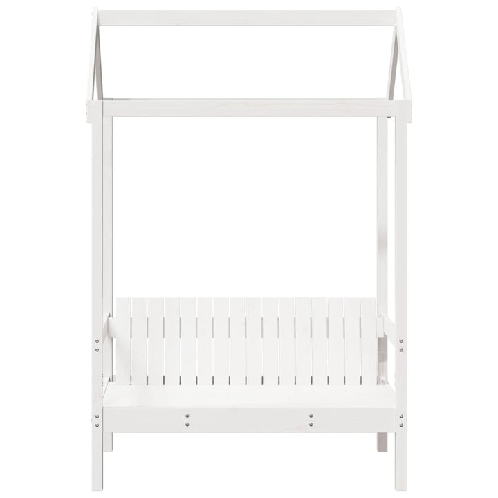 bænk med tag 117,5x70x176,5 cm massivt fyrretræ hvid