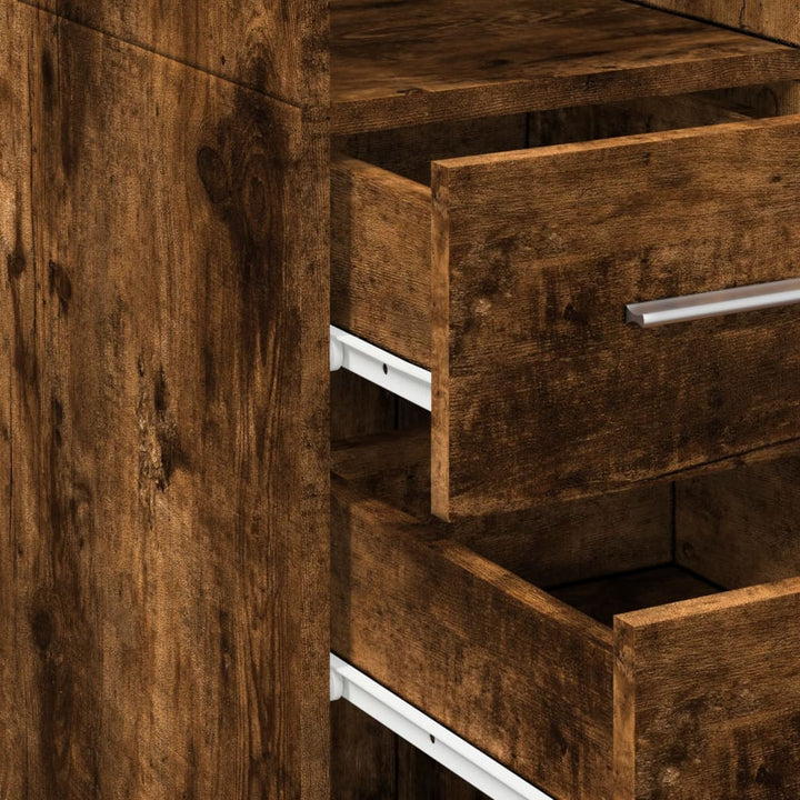 reol 30x42,5x185 cm konstrueret træ røget egetræsfarve