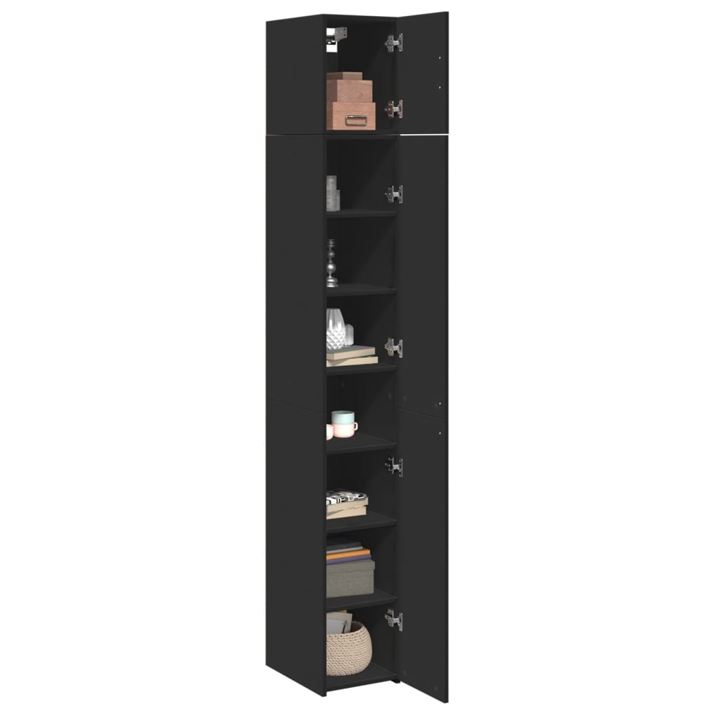skab 30x42,5x225 cm smalt konstrueret træ sort