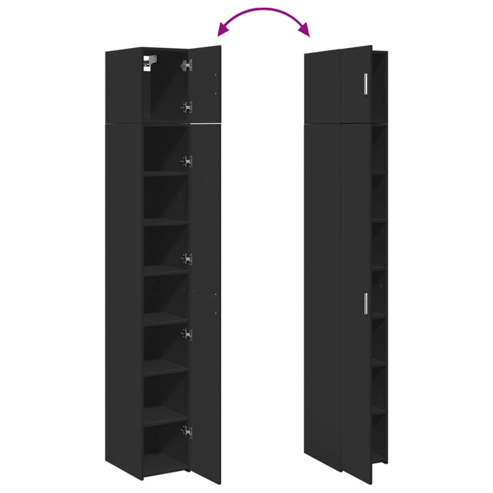skab 30x42,5x225 cm smalt konstrueret træ sort