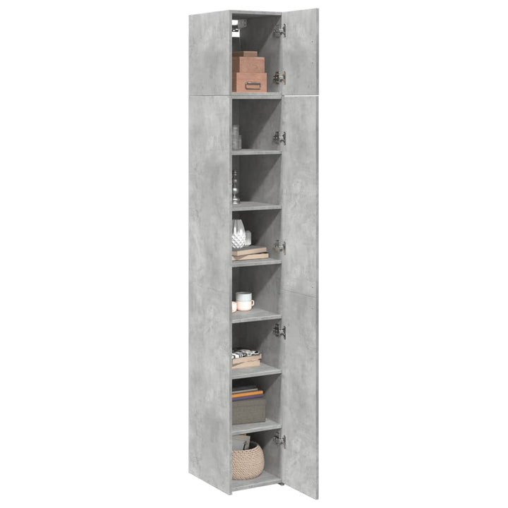 skab 30x42,5x225 cm smalt konstrueret træ betongrå