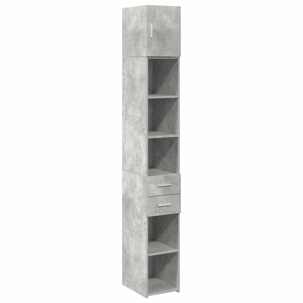 skab 30x42,5x225 cm smalt konstrueret træ betongrå