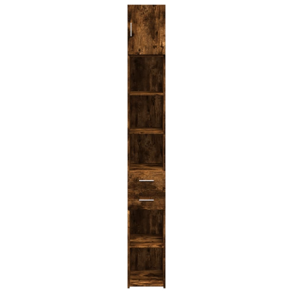skab 30x42,5x225 cm smalt konstrueret træ røget egetræsfarve
