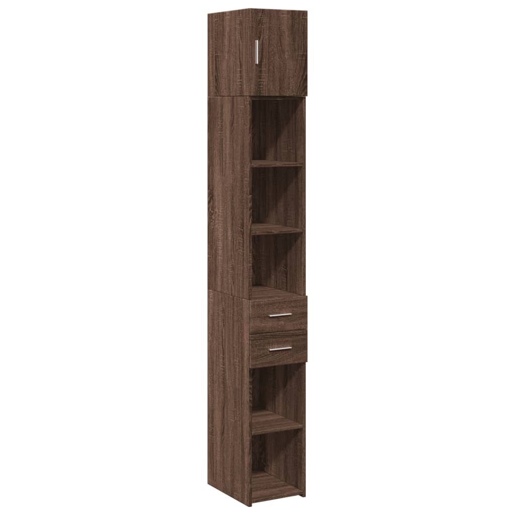 skab 30x42,5x225 cm smalt konstrueret træ brun egetræsfarve
