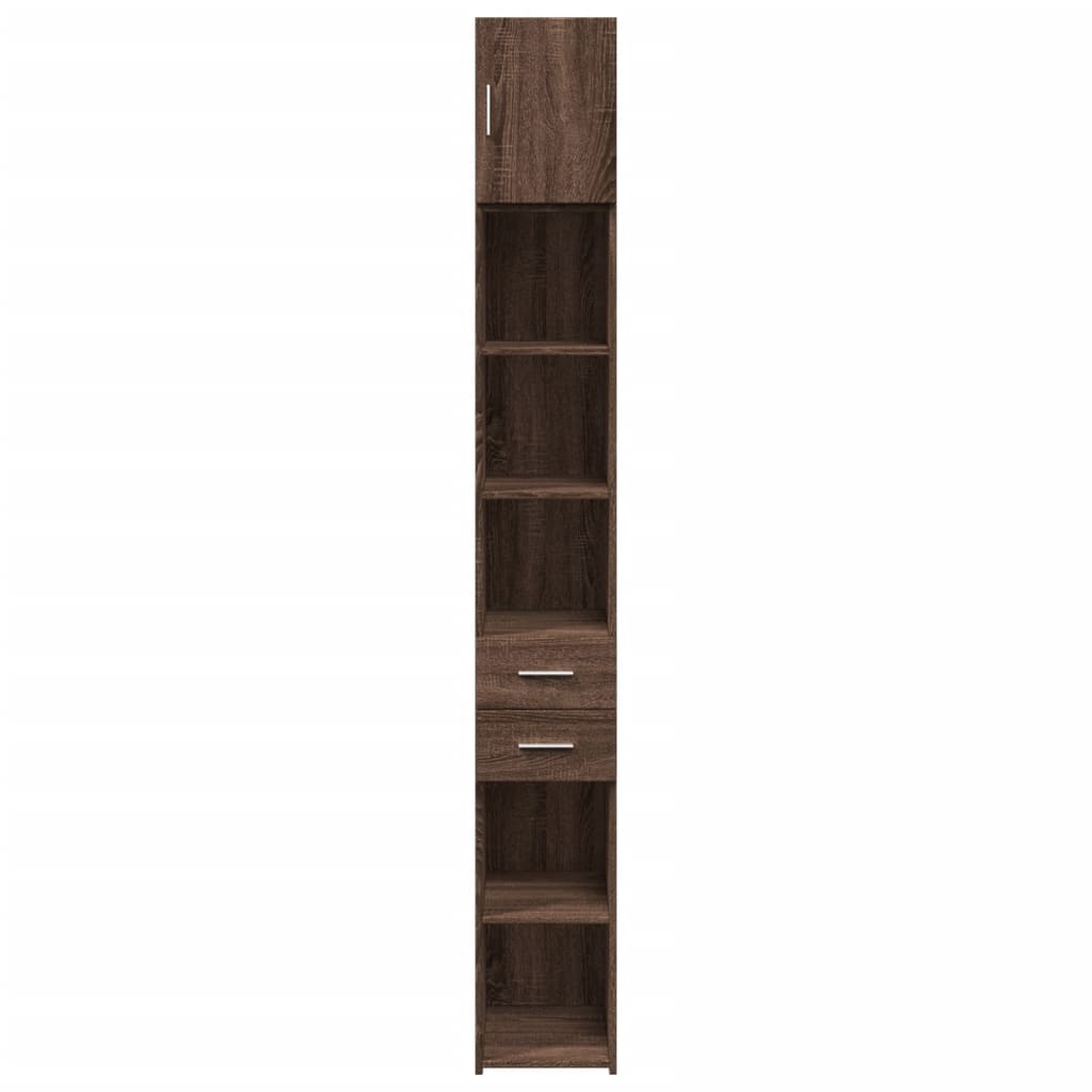 skab 30x42,5x225 cm smalt konstrueret træ brun egetræsfarve