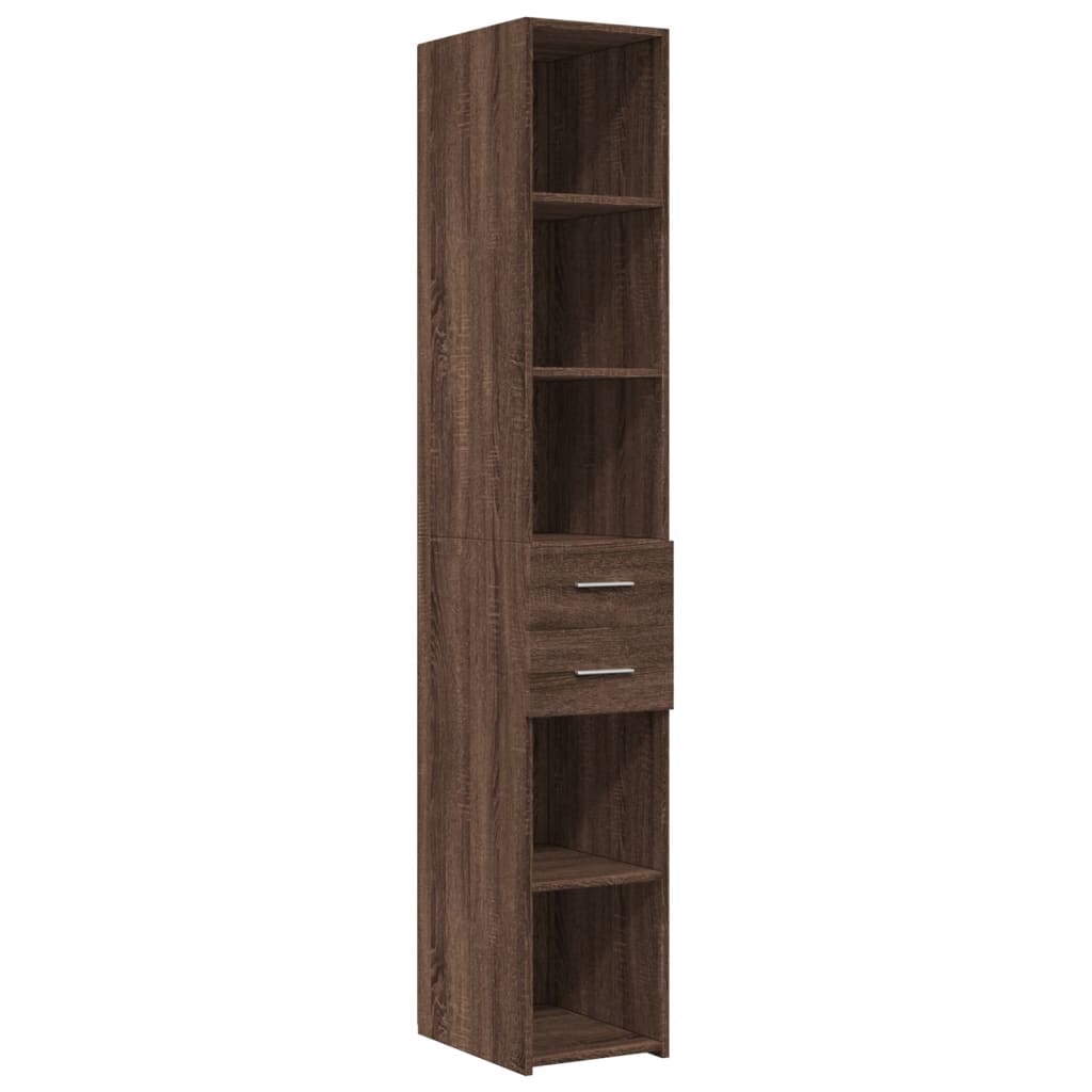 skab 30x42,5x225 cm smalt konstrueret træ brun egetræsfarve