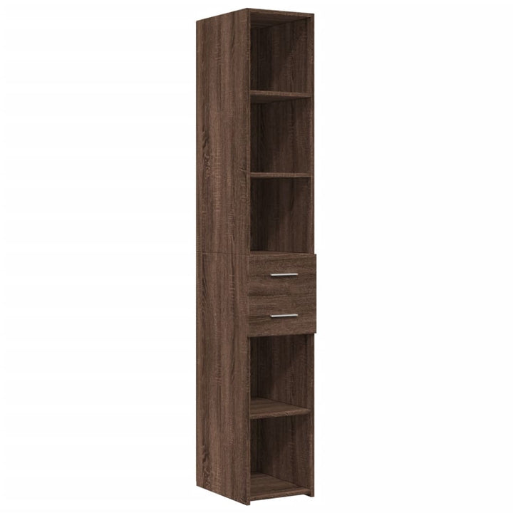 skab 30x42,5x225 cm smalt konstrueret træ brun egetræsfarve
