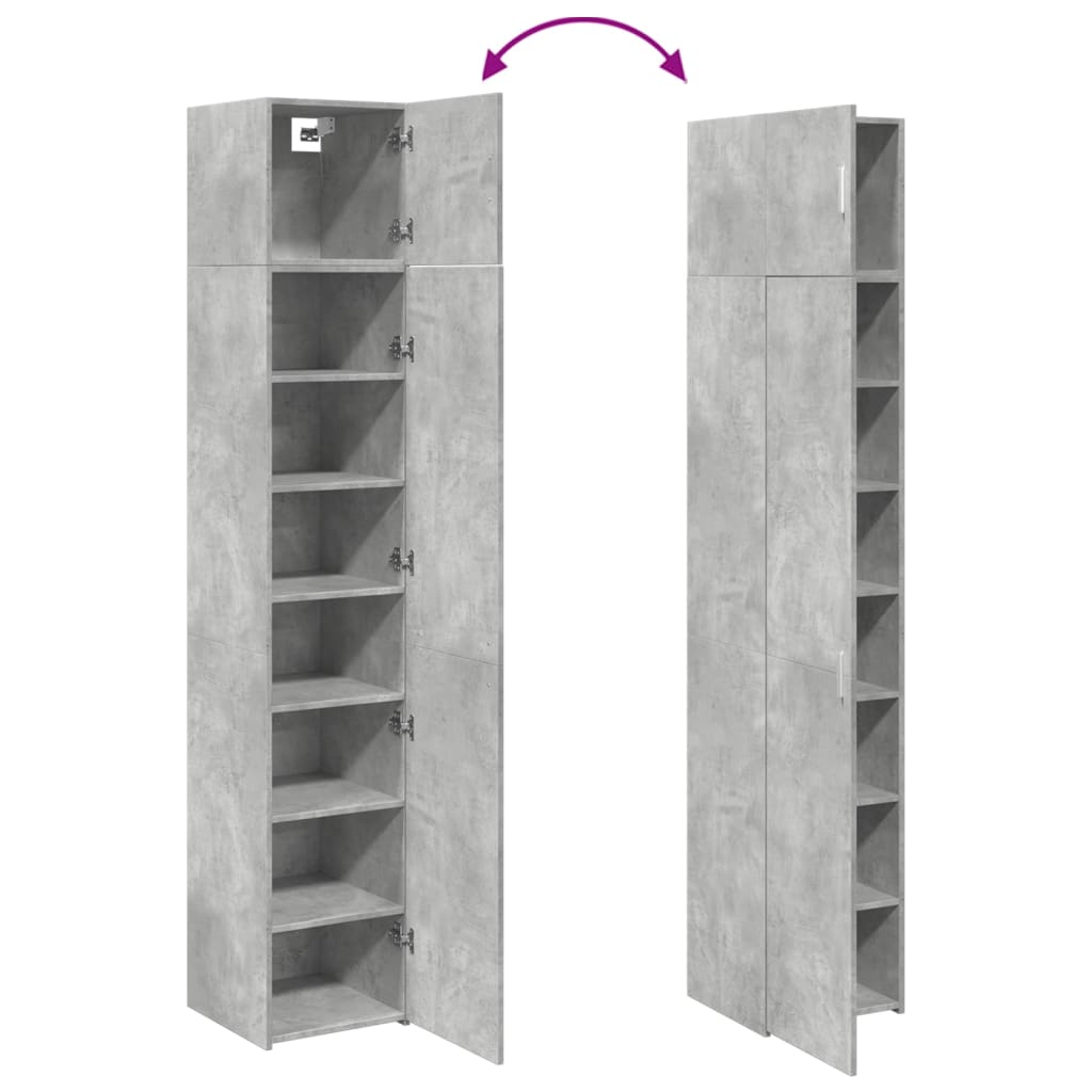skab 40x42,5x225 cm smalt konstrueret træ betongrå