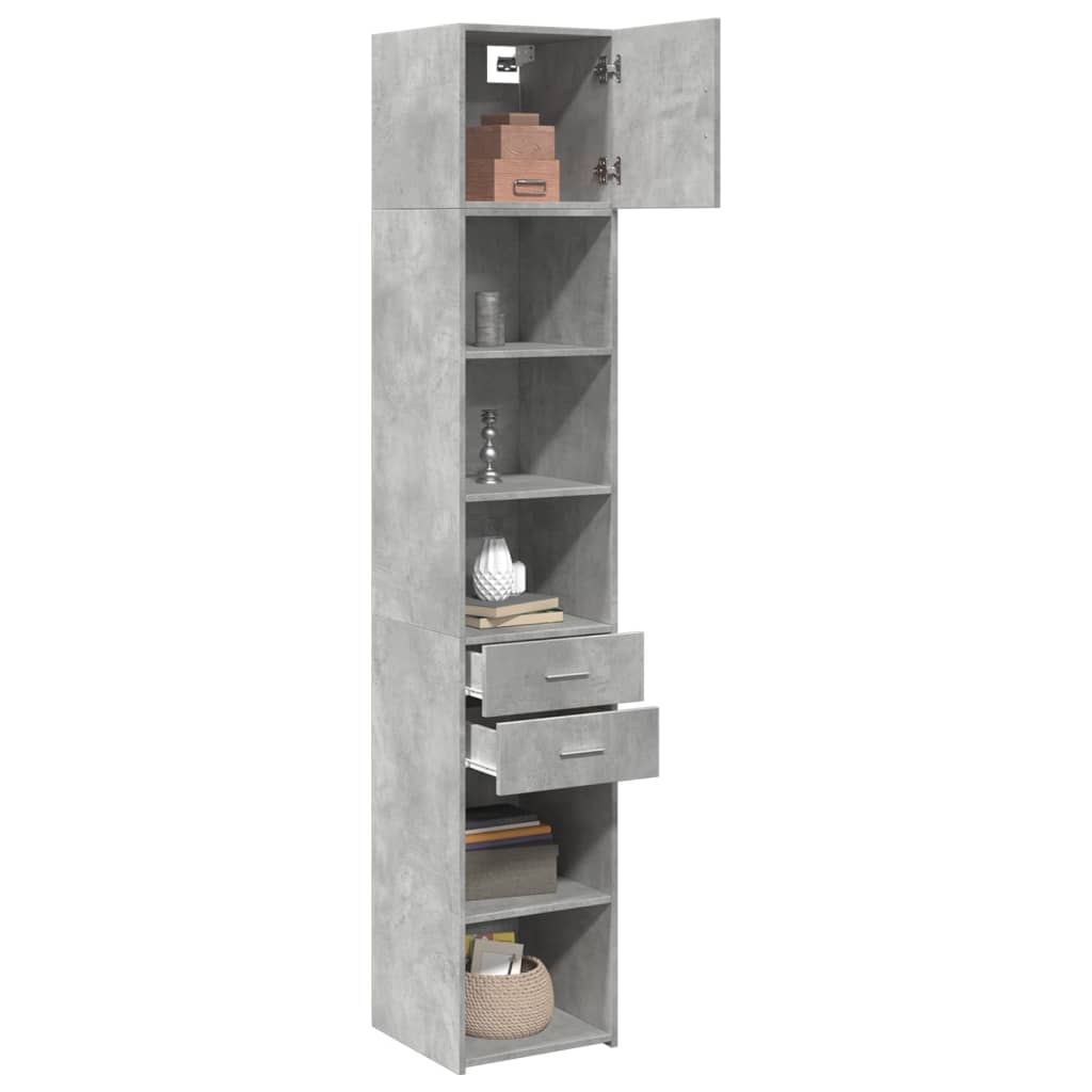 skab 40x42,5x225 cm smalt konstrueret træ betongrå
