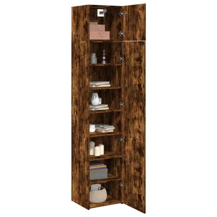 skab 45x42,5x225 cm smalt konstrueret træ røget egetræsfarve