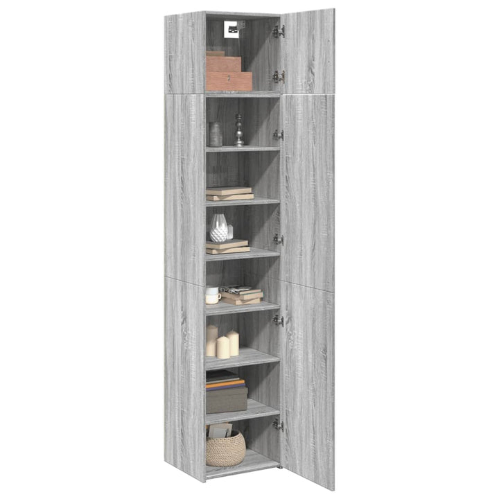 skab 45x42,5x225 cm smalt konstrueret træ grå sonoma-eg