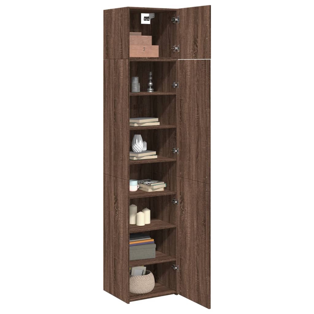 skab 45x42,5x225 cm smalt konstrueret træ brun egetræsfarve