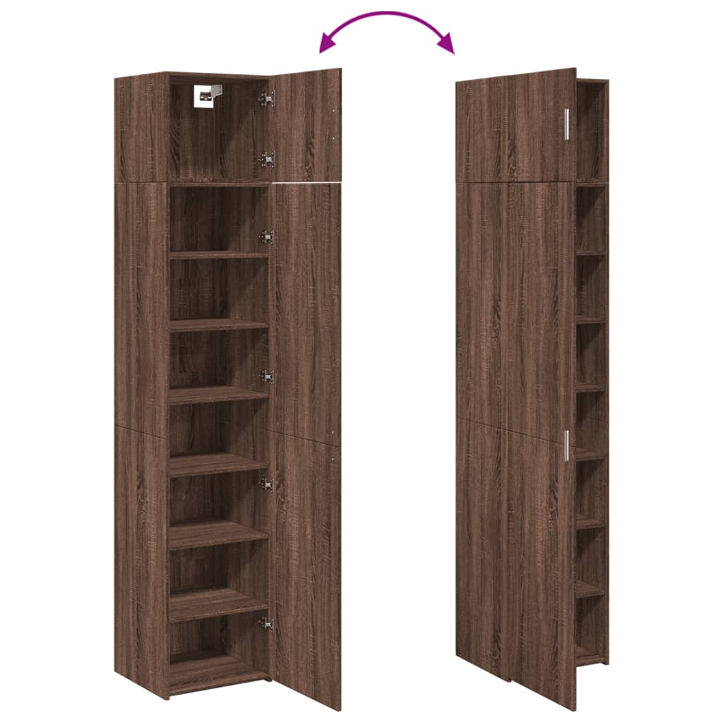 skab 45x42,5x225 cm smalt konstrueret træ brun egetræsfarve