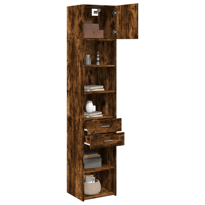skab 45x42,5x225 cm smalt konstrueret træ røget egetræsfarve