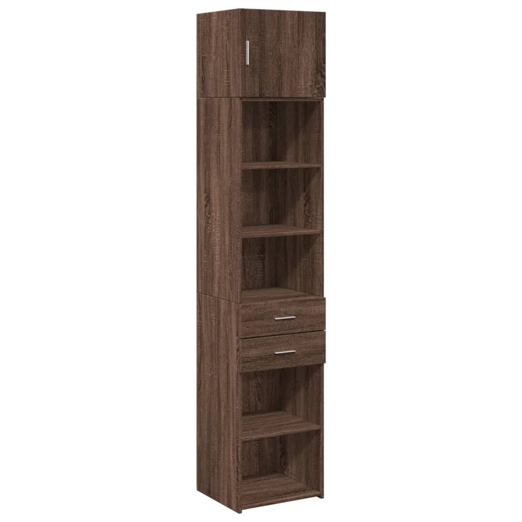 skab 45x42,5x225 cm smalt konstrueret træ brun egetræsfarve