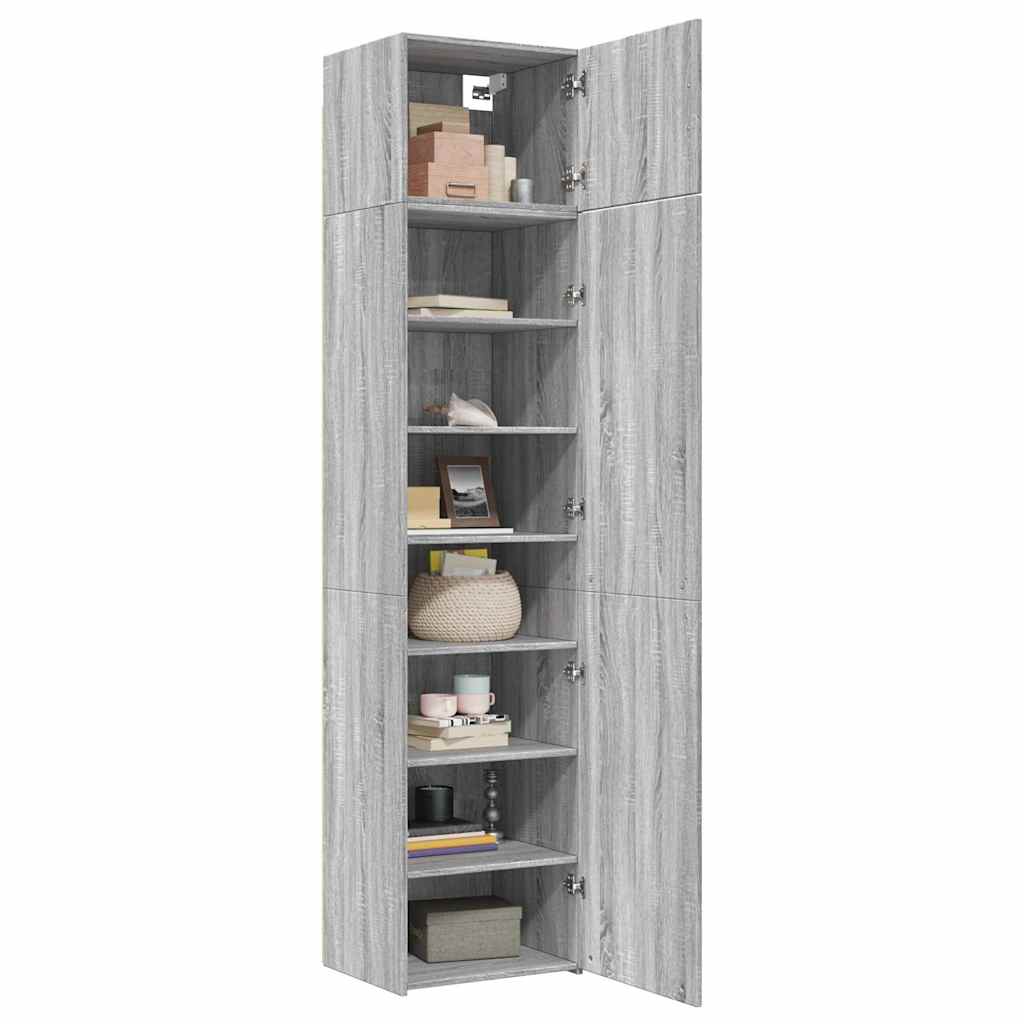 skab 50x42,5x225 cm smalt konstrueret træ grå sonoma-eg