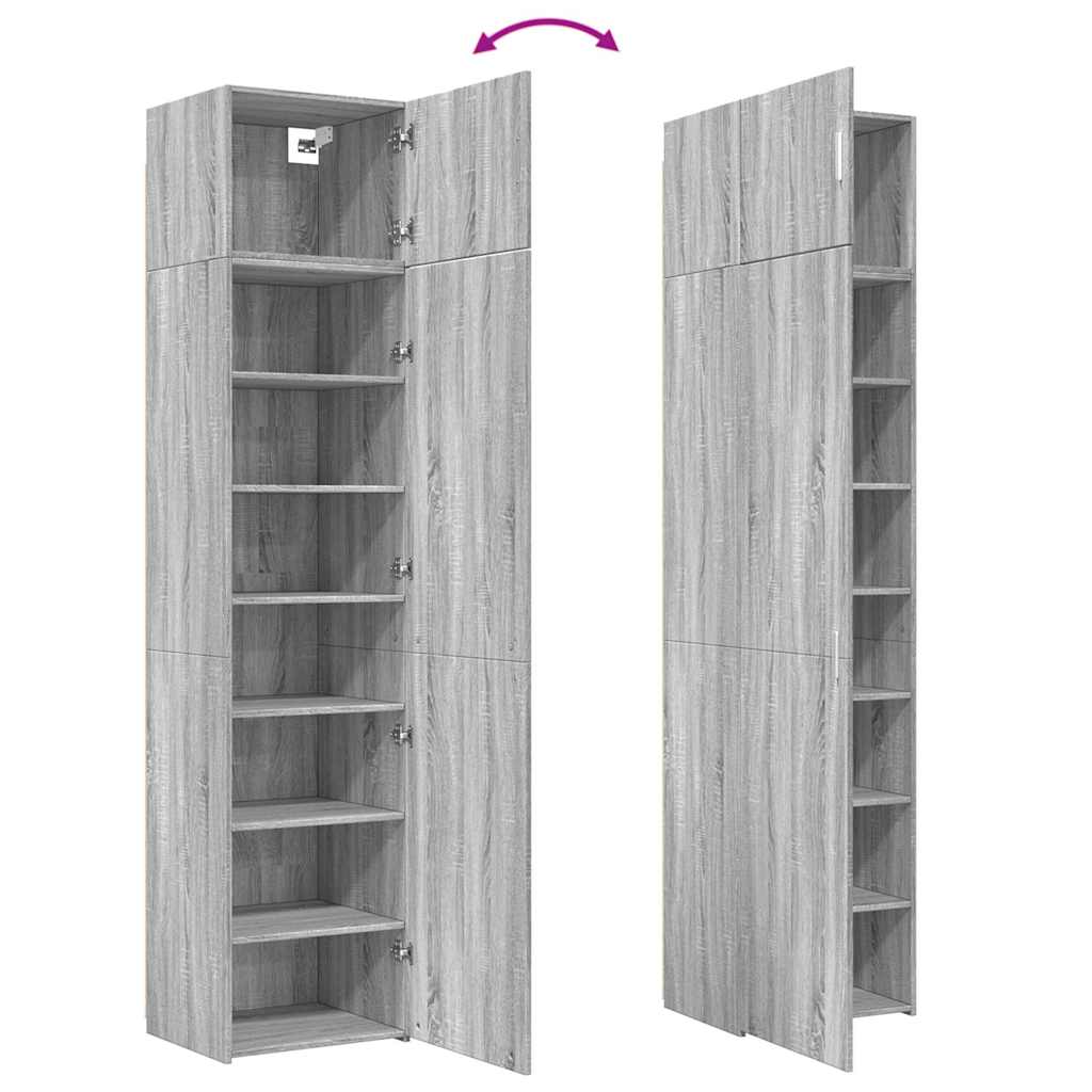 skab 50x42,5x225 cm smalt konstrueret træ grå sonoma-eg