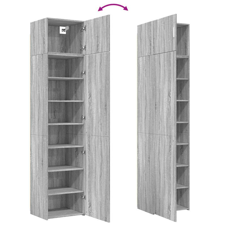 skab 50x42,5x225 cm smalt konstrueret træ grå sonoma-eg