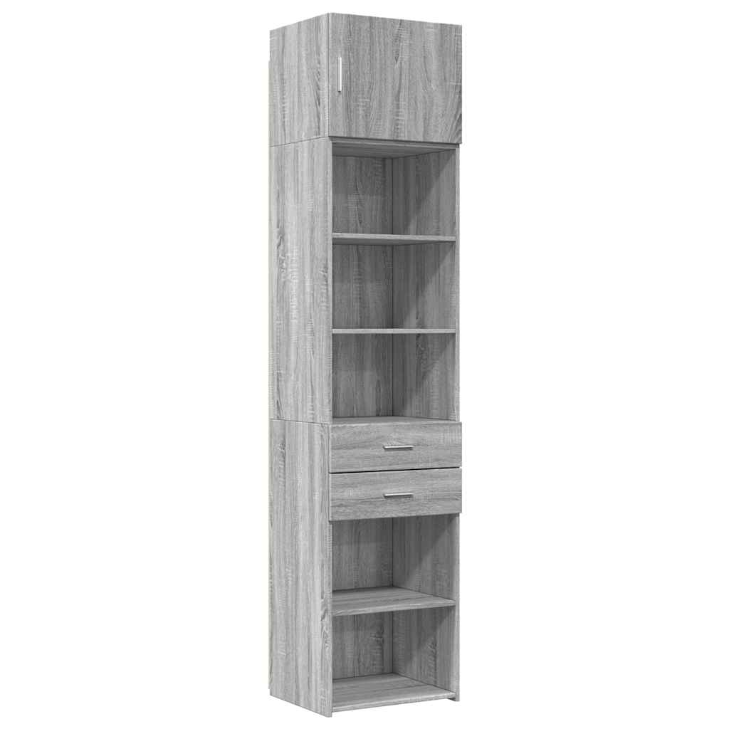skab 50x42,5x225 cm smalt konstrueret træ grå sonoma-eg