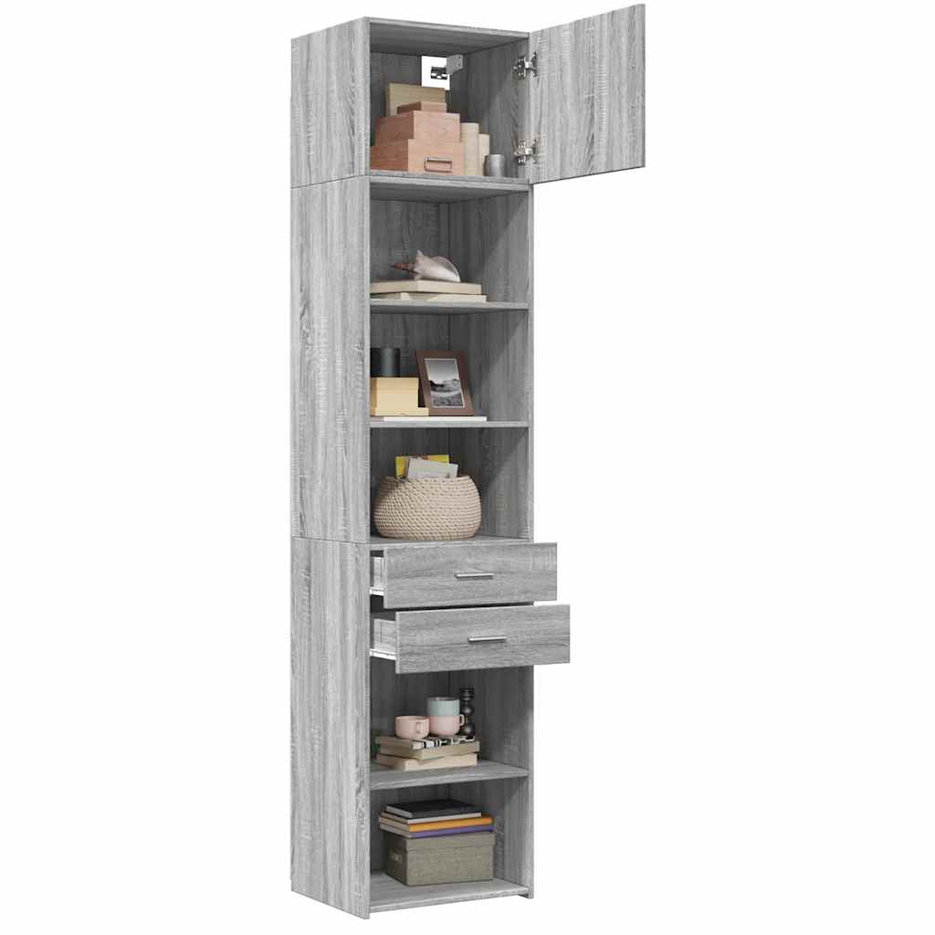 skab 50x42,5x225 cm smalt konstrueret træ grå sonoma-eg