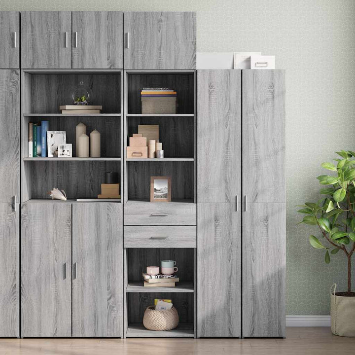 skab 50x42,5x225 cm smalt konstrueret træ grå sonoma-eg
