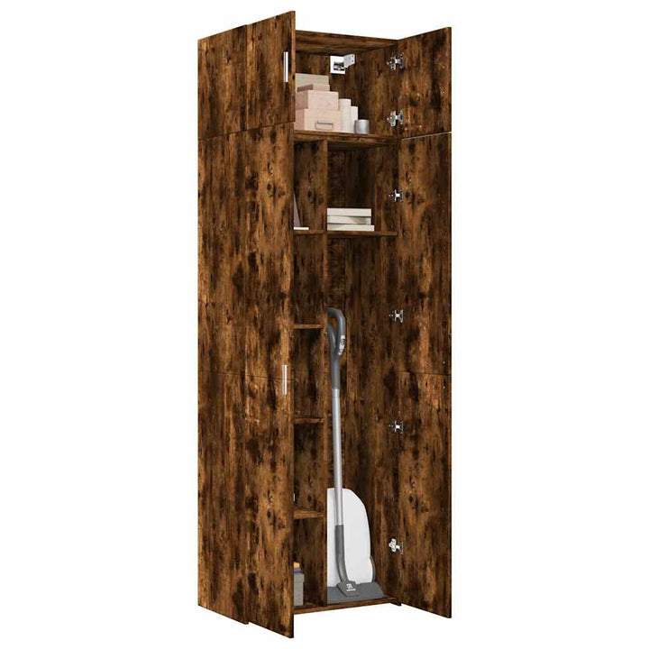 skab 70x42,5x225 cm konstrueret træ røget egetræsfarve