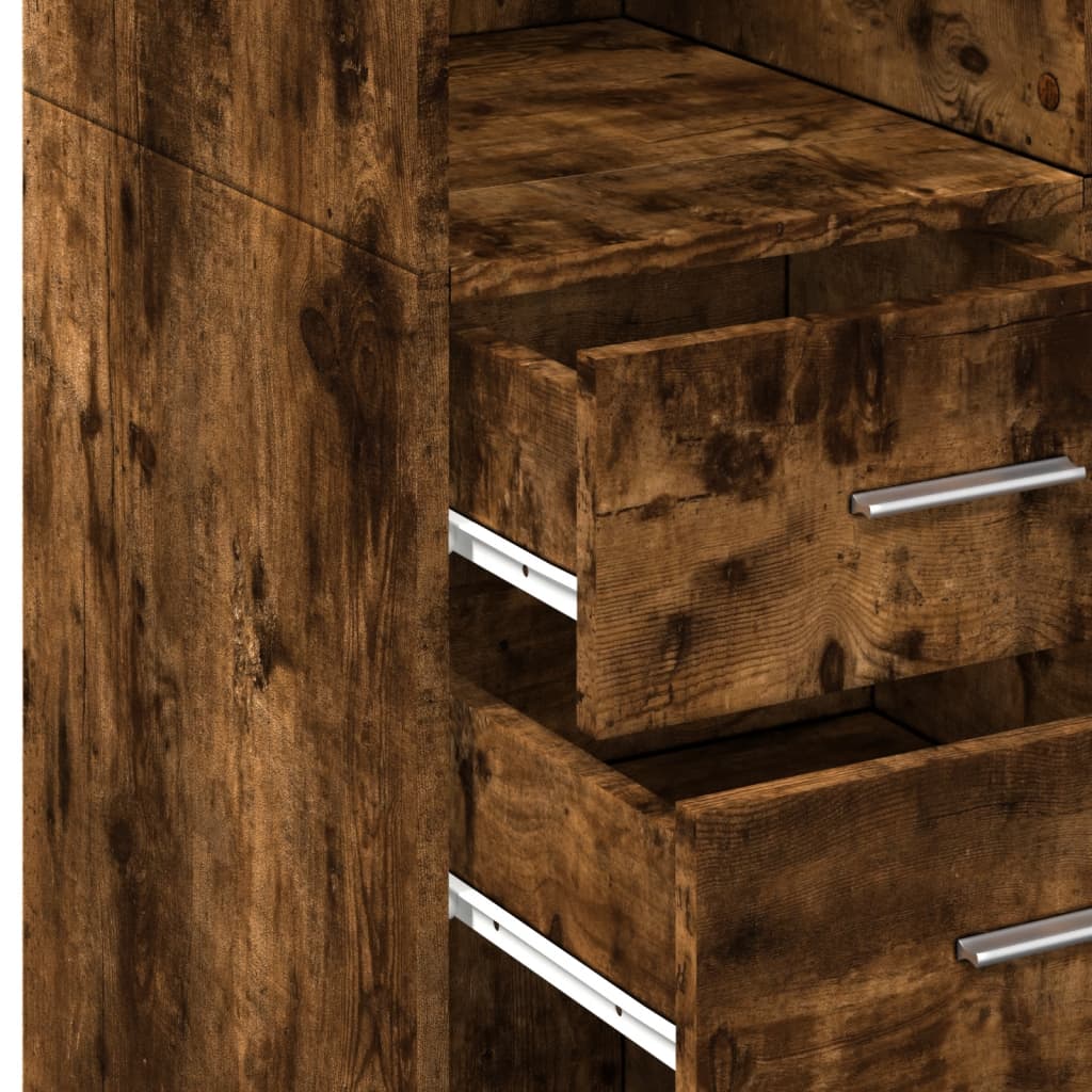 skab 70x42,5x225 cm konstrueret træ røget egetræsfarve