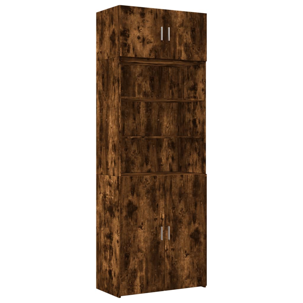 skab 80x42,5x225 cm konstrueret træ røget egetræsfarve